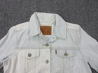 Levis Denim Jacket Womens Medium White Button Front Casual Bomber Light Wash