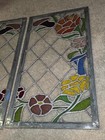 Vtg Htf Pair Stained Glass Window Panels Art Nouveau Lead Glass Flowerscolorful