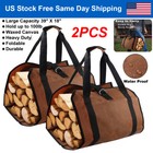Firewood Log Carrier Bag Heavy Duty Waxed Canvas Log Tote Holder For Fireplace