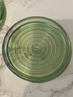 Lot Of 6 Anchor Hocking Green Glass Coasters Green Concentric Circles Pattern
