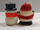 Two Vintage Hallmark Christmas Holiday Candles Snowman Santa Claus