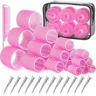 Hair Rollers Set - 12 Clips   Comb  4 Sizes Self Grip Curlers For Long short Hai