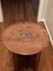 Anglo Indian Hand Carved Folding Side Table  Mother Of Pearl Inlays