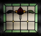 Bordered Floral Midsize Old English Leaded Stained Glass Window 23 1 4 x 20 1 2 