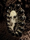 925 Sterling Silver Oval Natural Onyx Black white Bezel Ring Size 7 1 4