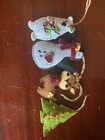 Set Of 4 Unique Hand Stitched Felt Christmas Ornaments- Animal Themed
