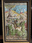 Vintage Persian Hand-painted Fabric  silky  Framed Wall Art