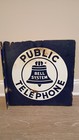 Vintage Bell System Public Telephone Porcelain Double Sided Flange Sign 18 x18 