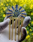 Vtg Art Deco Large Hair Comb Celluloid Blue Rhinestone  Spanish Style  5 5in