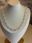 Sterling Silver Oval Link Necklace   17 Inch Chain Necklace   Minimalist Everyda