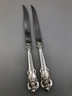 Grande Baroque By Wallace Sterling Silver Pair Of Steak Knives 9 3 8   Tiny Pits