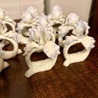 Vintage Porcelain Floral Napkin Rings Set Of 12