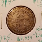 1919 C Newfoundland Canada Sterling Silver Quarter Vintage George 92 5  163 939