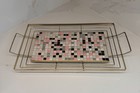 Vtg Mcm Mosaic Tile Serving Tray 18 75    Pink Gray Black Retro Gold Wire Handles