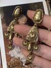 Vintage Style Bronze Earrings Embossed Relief Design Retro Style Jewelry Women