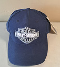 Harley-davidson Motorcycles Baseball Hat 7-1 4 Navy Blue Embroidered Nwt