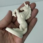 Vintage White Porcelain Rearing Unicorn Figurine 3 5    Fantasy Decor