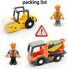 Wooden Train Cars Track Accessories Set Rescue Roller Truck And Mix Truck Toys S