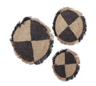 Set Of 3 Checkered Seagrass Boho Style Wall Decor 29   21   25 