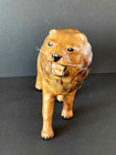 Large Vintage Leather Wrapped Lion Figurine 15 X 11 Teeth   Whiskers Excellent