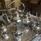 Birmingham Company Silver On Copper Tea Coffee Set Butler Tray 7 Pieces Stunning