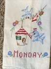 Set Of 5 Vintage Embroidered Flour Sack Dish Towels Days Of The Week Imperfect