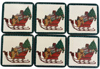 New Pimpernel Santas Sleigh Cork Back Christmas Drink Coasters Set Of 6