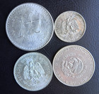 Silver Coin Lot 4 Coins Hidalgo  One Peso  50 Centavos   Casa De Moneda Mexico