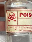 Vtg Poison Glass Bottle Apothecary Chemist Pharmacist Medical Clear Square