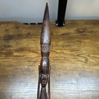 Vintage Hand Carved African Tribal Wood Sculpture Figure Inlay Detail 13 5 Inch