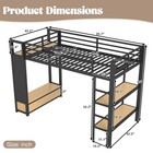 Twin Xl Size Loft Bed Frame W wardrobe metal Loft Bed With Storage Shelves Black