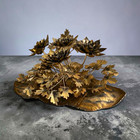 Vintage 70s Brutalist Brass Floral Sculpture Mcm Handcrafted Metal Flowers
