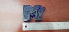 Rare Vintage Mtv Blue Glass Paperweight