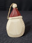 Vintage Primitive Folk Art Hand Carved Wood Carving Santa Ornament