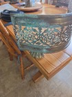 Antique English Pierced Brass Fireplace Fender With Lions Feet