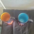 Vintage  Laurel Burch Tall Ceramic Butterfly Mugs - Set Of 2- 6 5    Tall