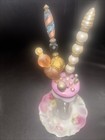 Antique Hand Painted Pink Roses Nippon Hat Pin Holder And 10 Pins Excellent
