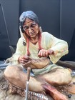 Native American Indian Repairing His Moccasin Resin Figure