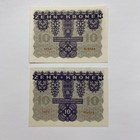 Lot Of  2  Austria 1922 10 Kronen Banknotes  Both Unc Condition  Free Shipping 