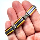 Antique Vintage Enamel Crest Sterling Silver Bracelet 6 5 Inch Unique Rare