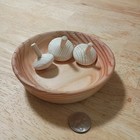 Hand Turned Wooden Bowl With Natural Wood Grain Three Amigos Spin Tops Retro Toy