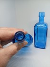 Wheaton Blue Glass Bottles Lot Of 2 Medium Size 