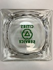 Vintage Cities Service Square Glass Ashtray Advertising Oil Gas Petroleum Logo