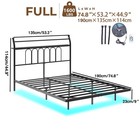 Verfarm Floating Double Bed Frame With Usb Charging Station  Led Full  Black 