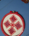 Hardanger Embroidery Framed Completed Red And White