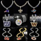Gem Cuban Chain Necklace Nfl Football  afc nfc  Pendant  select Your Team  20 