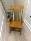Vintage Childs Wooden Rocking Chair Spindle Back Colonial Toddler Rocker