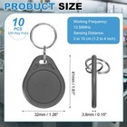 10 Pcs 13 56mhz Uid Writable Rewritable Smart Key Fobs For Access  Gray