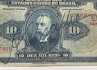 1925 Signed Republic Of Brazil 10 Mil Reis Stamp 17a Series 396a  Excellent Cond