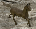 Vintage Heavy Solid Brass Prancing Horse Figurine Statue 6 1 2  Long